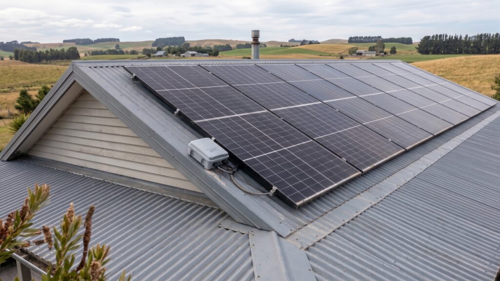 Solar panels installed on a New Zealand home
